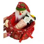 Pote Pano Rosto Noel Com Tampa Em Poliéster 10x8cm Enfeite De