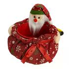 Pote Pano Rosto Noel Com Tampa Em Poliéster 10x8cm Enfeite De