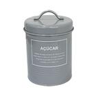 Pote Para Açúcar Em Metal Cinza Redondo 1,65l - Casambiente