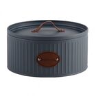 Pote Para Biscoito De Ferro Cinza Com Detalhes Em Couro