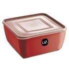 Pote Plástico Quadrado Com Tampa 2,5 Litros Premium Uz Vermel