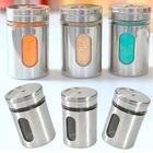 Pote Porta Condimentos Saleiro Pimenteiro Vidro Aço Inox Tamp