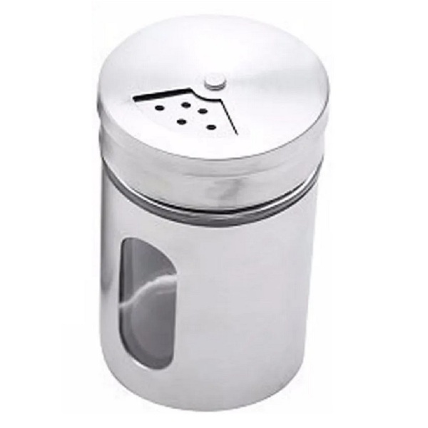 Pote Porta Condimentos Saleiro Pimenteiro Vidro Aço Inox Tamp