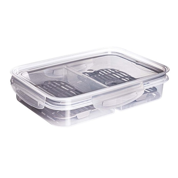 Pote Porta Frios Hermético Com Divisória Escorredor Interno T