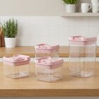 Pote Porta Mantimento Hermético Quadrado Conjunto Kit 4pçs