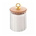 Pote Porta Mantimentos De Vidro Canelado C/tampa De Bambu E P