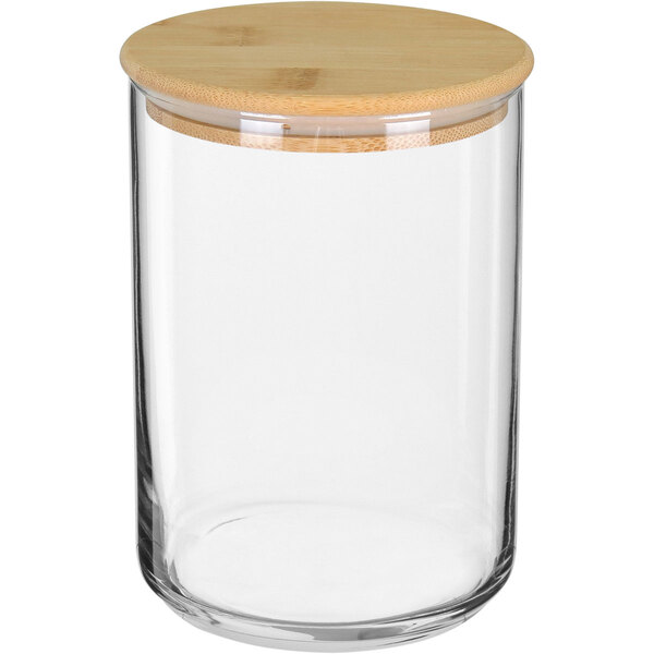Pote Porta Mantimentos Home&co Tampa Bambu Vidro 750ml 14x10x