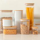 Pote Porta Tempero Condimento Com Tampa De Bambu Com Vedação