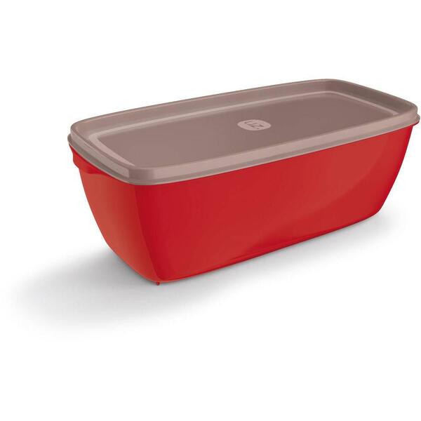 Pote Retangular 3 L Em Polipropileno Vermelho - Uz