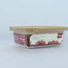 Pote Retangular De Vidro 400 Ml Hermetica Com Tampa De Bambu