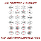 Pote Tempero  Condimento Kit 14 Potes+24 Etiquetas Adesivas T