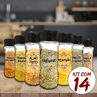 Pote Tempero  Condimento Kit 14 Potes+24 Etiquetas Adesivas T