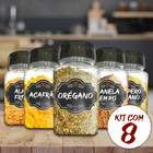 Pote Tempero Kit 10 Potes+24 Etiquetas Adesivas Porta Condime