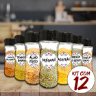 Pote Tempero Kit 12 Potes+24 Etiquetas Adesivas Porta Condime