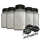 Pote Tempero Kit 12 Potes+24 Etiquetas Adesivas Porta Condime