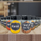 Pote Tempero Kit 16 Potes+16 Etiquetas Adesivas Porta Condime