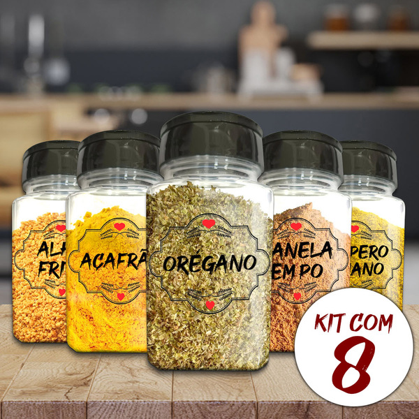 Pote Tempero Kit Potes+24 Etiquetas Adesivas Porta Condimento