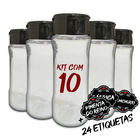 Pote Tempero Kit Potes+24 Etiquetas Adesivas Porta Condimento