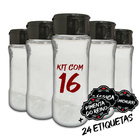 Pote Tempero Kit Potes+24 Etiquetas Adesivas Porta Condimento