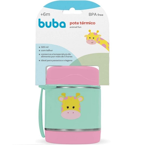 Pote Termico Infantil Bebe Aço Inox Animais C/ Colher Buba - Girafa ...