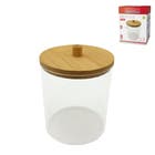 Pote Transparente Duplo com Tampa Bambu 12,5cm Cilíndrico Hauskraft