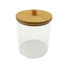 Pote Transparente Duplo com Tampa Bambu 12,5cm Cilíndrico Hauskraft