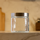 Pote Transparente Tampa Prata com Visor Acrílico 950ml 12x11x11cm Lyor