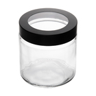 Pote Transparente Tampa Preta com Visor Acrílico 880ml 12x11x11cm Lyor