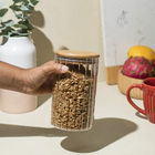 Pote Vidro Can C Tampa Bambu 800ml Oik