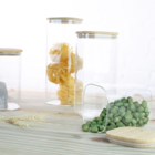 Pote Vidro Porta Tempero Vika Com Tampa Bambu Quadrado 220ml