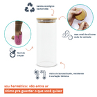 Potes De Vidro P/ Mantimentos 800ml C/ Tampa Bambu - 3 Pçs Oi