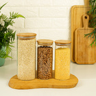Potes De Vidro P/ Mantimentos C/ Tampa Bambu Oikos - 3 Pçs Na