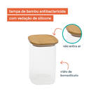 Potes De Vidro P/ Mantimentos C/ Tampa Bambu Oikos - 3 Pçs Na
