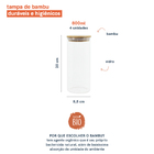 Potes De Vidro P/ Mantimentos C/ Tampa Bambu Oikos - 4 Pçs Na