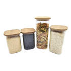 Potes De Vidro P/ Mantimentos C/ Tampa Bambu Oikos - 4 Pçs Na