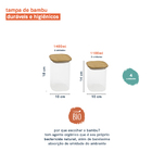 Potes De Vidro P/ Mantimentos C/ Tampa Bambu Oikos - 4 Pçs Na