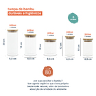 Potes De Vidro P/ Mantimentos C/ Tampa Bambu Oikos - 5 Pçs Na