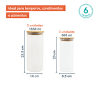 Potes De Vidro P/ Mantimentos C/ Tampa Bambu Oikos - 6 Pçs Na