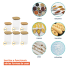 Potes De Vidro P/ Mantimentos C/ Tampa Bambu Oikos - 6 Pçs Un