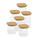 Potes De Vidro P/ Mantimentos C/ Tampa Bambu Oikos - 6 Pçs Un
