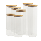 Potes De Vidro P/ Mantimentos C/ Tampa Bambu Oikos - 7 Pçs Na