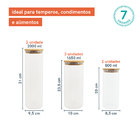 Potes De Vidro P/ Mantimentos C/ Tampa Bambu Oikos - 7 Pçs Na