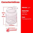 Potes De Vidro Porta Tempero Com Colher E Tampa Bambu 2 Peças