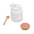 Potes De Vidro Porta Tempero Com Tampa Bambu E Colher 4 Peças