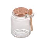 Potes De Vidro Porta Tempero Com Tampa Bambu E Colher 4 Peças