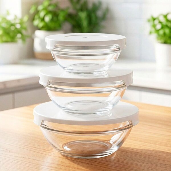 Potes De Vidro Recipiente Hermético Com Tampa Conjunto 3pçs