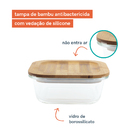 Potes De Vidro Retangular C/ Tampa De Bambu Oikos - 5 Pçs Nat