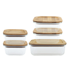 Potes De Vidro Retangular C/ Tampa De Bambu Oikos - 5 Pçs Nat