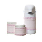 Potes E Garrafa Com Capa Rosa (conj. 3 Peças)