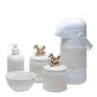 Potes, Garrafa E Molhadeira Com Capa Cavalinho Dourado